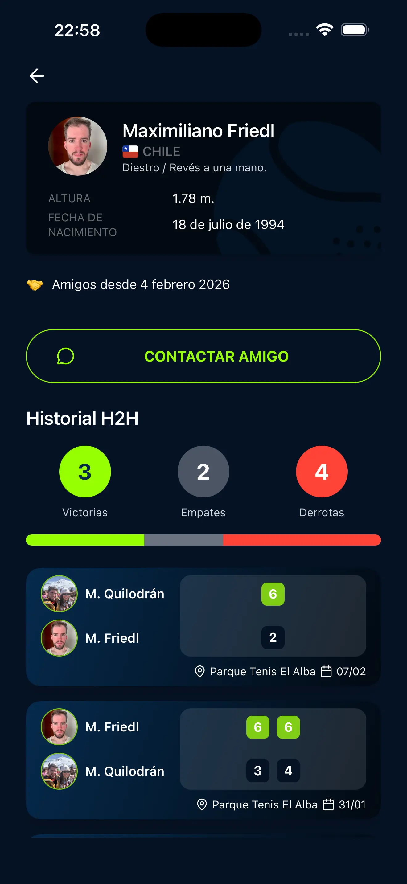 Head to Head - Court app feature