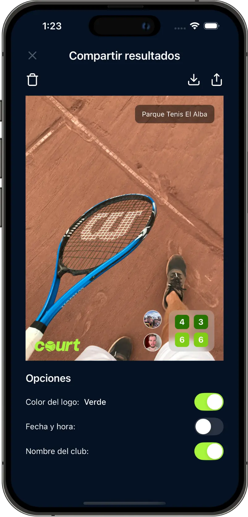 4. Comparte y genera comunidad - Court app screenshot